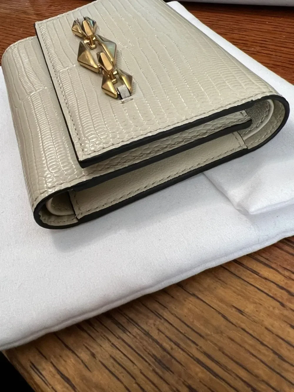 Jimmy Choo Miranda Croc Embossed Leather Women's Wallet Bamboo Color w/ dustbag